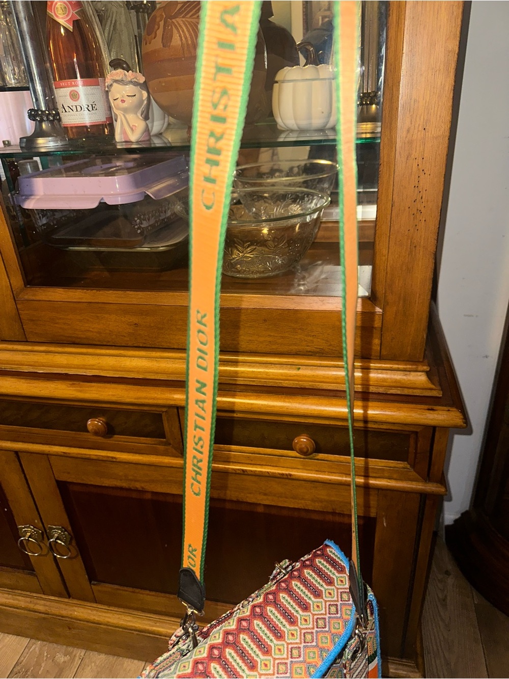 [EXCLAIMER, ITS A DUPE] Dior Multicolor Embroidered Tote with Orange Stripe - Picture 6 of 7